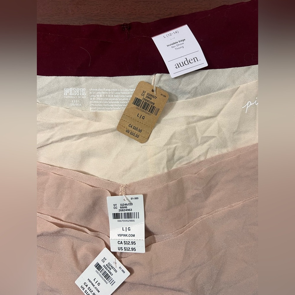 Victoria's Secret 4 Panties Set - Burgundy, Cream, Pink - Picture 2 of 4